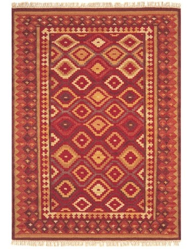 tappeto fibra naturale Kelims Traditonal KELI02 rosso/arancio/bordeaux