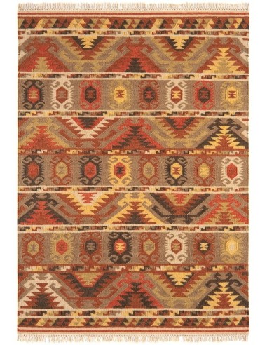 tappeto fibra naturale Kelims Traditonal KELI06 rosso/arancio/bordeaux