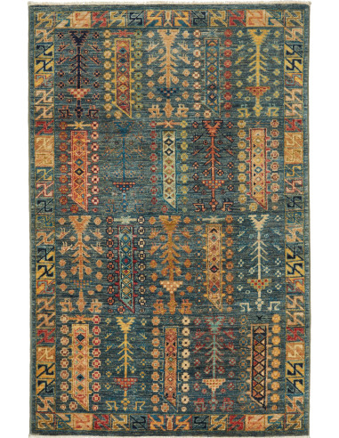 Tribal Pakistan grigio tenue e kaki scuro 100x154