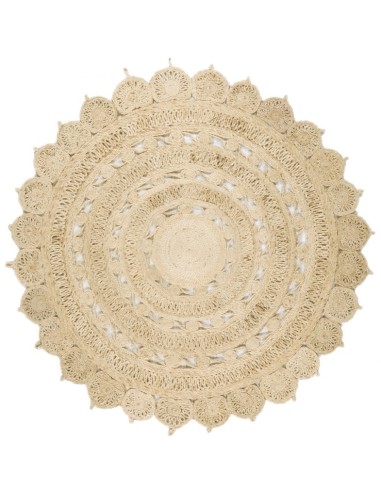 tappeto fibra naturale Zira Natural rotondo bianco/beige/tortora