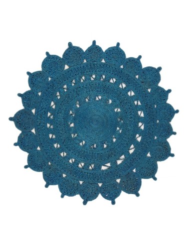 tappeto fibra naturale Zira Colours Blue rotondo blu/azzurro