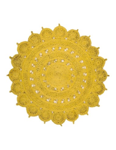 tappeto fibra naturale Zira Colours Ochre rotondo giallo/oro/rame/mattone
