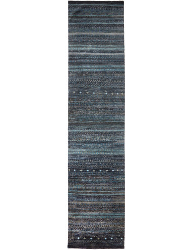 Gabbeh Fine Pakistan grigio ardesia scuro e grigio ardesia scuro 90x430