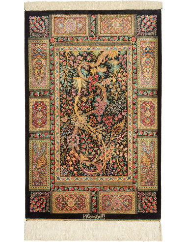 Ghom Seta Persia marrone rosato e bianco antico 60x92