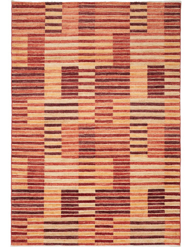 Stripes Moderno Pakistan rosso indiano e grano 168x244
