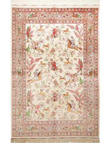 Ghom Seta Persia grano e marrone rosato 133x198