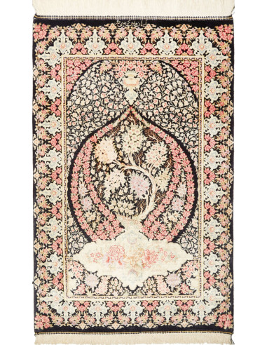 Ghom Seta Persia grigio ardesia scuro e terra di siena 57x88