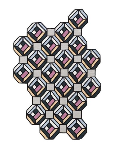 tappeto moderno GAN Parquet Tetragon Blue 