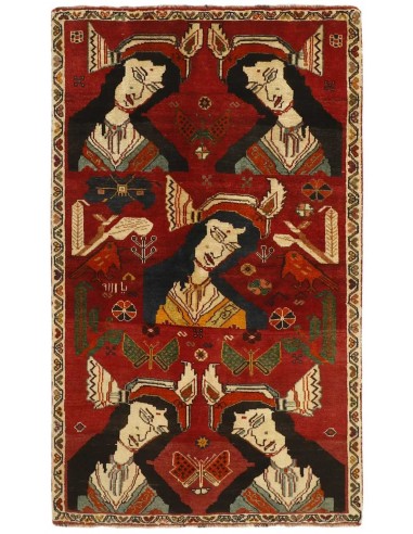 Hand made rug Kashghai Old Figural Persia cm.106x178
