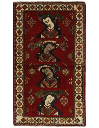 Hand made rug Kashghai Old Figural Persia cm.120x203
