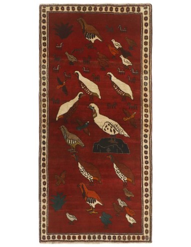 Hand made rug Kashghai Old Figural Persia cm.96x200