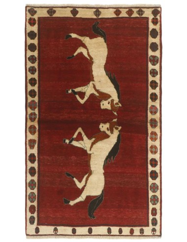 Hand made rug Kashghai Old Figural Persia cm.112x194