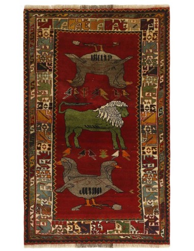 Hand made rug Kashghai Old Figural Persia cm.114x182