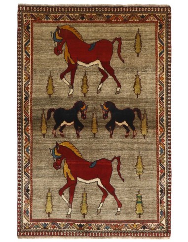 Hand made rug Kashghai Old Figural Persia cm.121x182