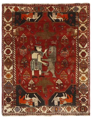 Hand made rug Kashghai Old Figural Persia cm.121x152