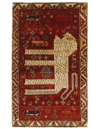 Hand made rug Kashghai Old Figural Persia cm.115x193