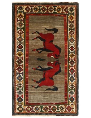 Hand made rug Kashghai Old Figural Persia cm.130x218