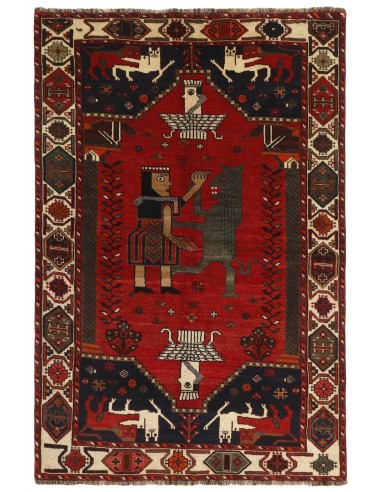 Hand made rug Kashghai Old Figural Persia cm.153x240