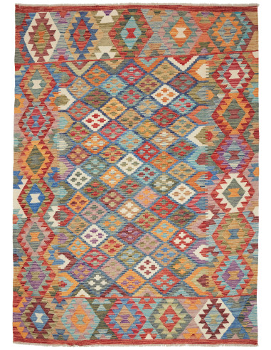 Kilim Pakistan marrone rosato e grigio ardesia scuro 177x243