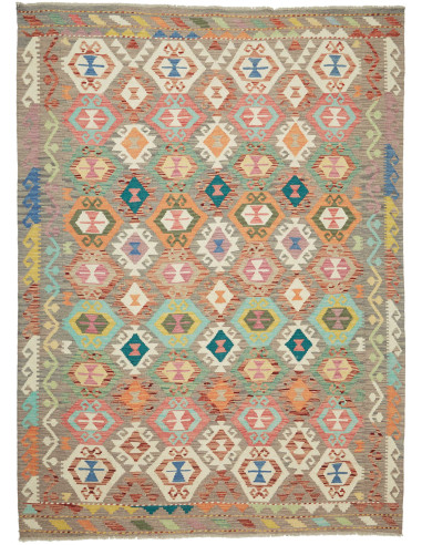 Kilim Pakistan marrone rosato e gainsboro 177x243