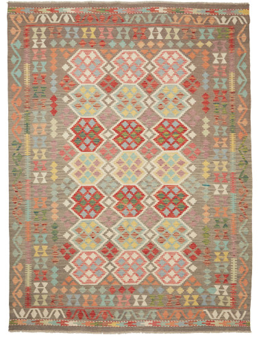 Kilim Pakistan marrone rosato e grigio 184x248