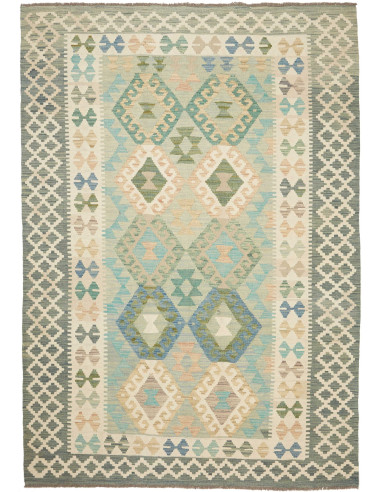 Kilim Pakistan grigio scuro e grano 166x237
