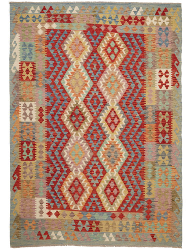 Kilim Pakistan marrone rosato e marrone 170x241