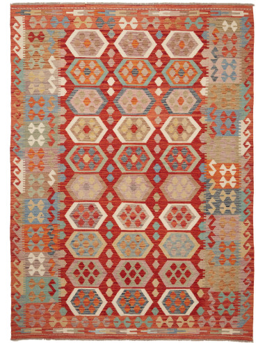 Kilim Pakistan marrone rosato e gainsboro 174x241