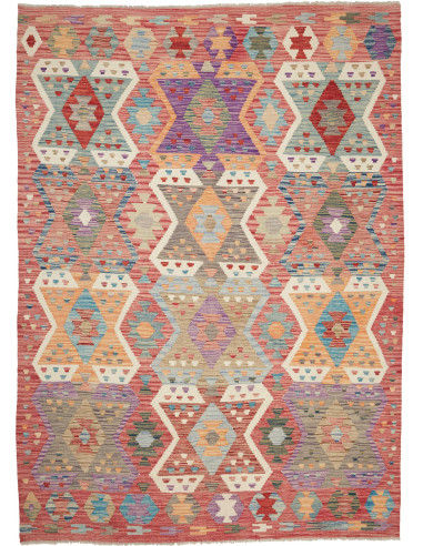 Kilim Pakistan marrone rosato e marrone 176x246