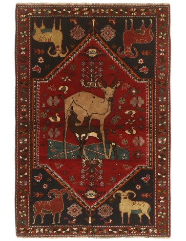 Hand made rug Kashghai Old Figural Persia cm.106x152