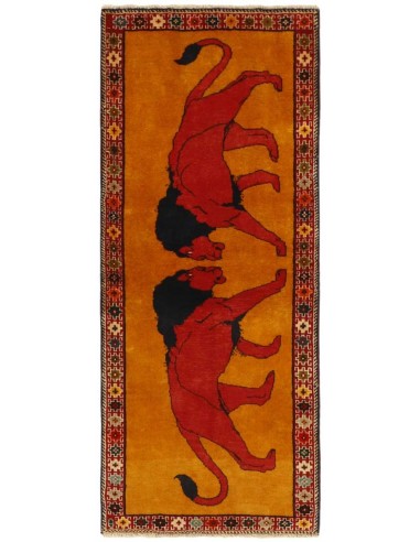 Hand made rug Kashghai Old Figural Persia cm.75x184