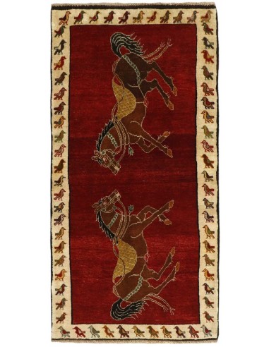 Hand made rug Kashghai Old Figural Persia cm.84x165