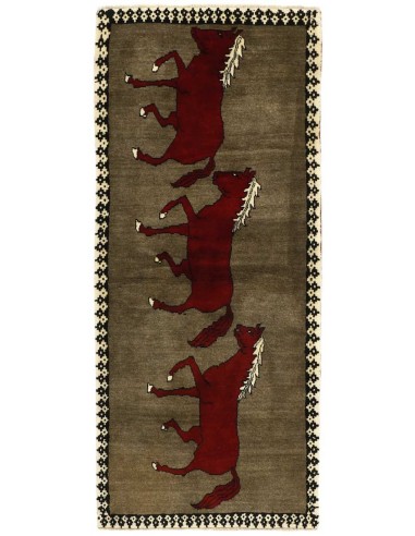 Hand made rug Kashghai Old Figural Persia cm.88x205
