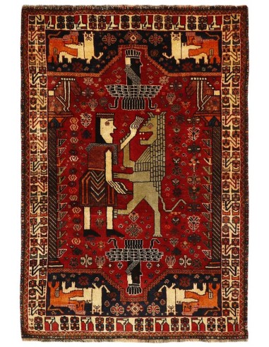 Hand made rug Kashghai Old Figural Persia cm.110x160