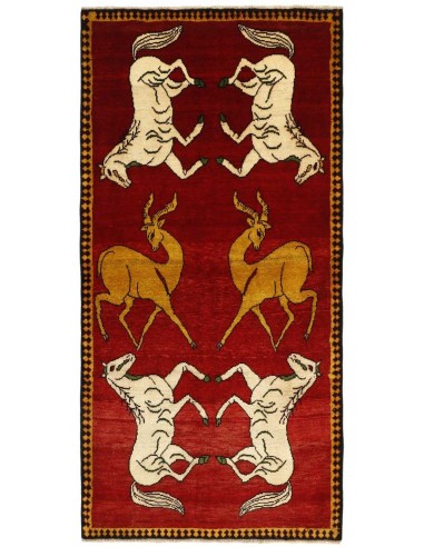 Hand made rug Kashghai Old Figural Persia cm.101x201