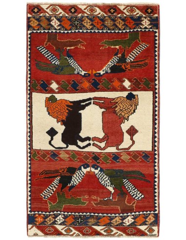 Hand made rug Kashghai Old Figural Persia cm.106x194