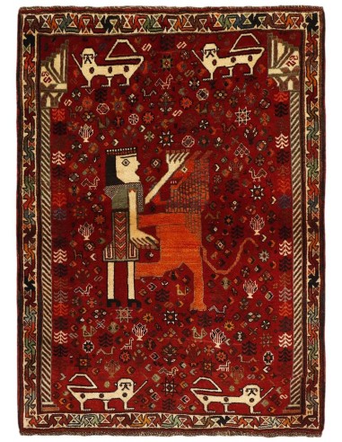 Hand made rug Kashghai Old Figural Persia cm.123x163