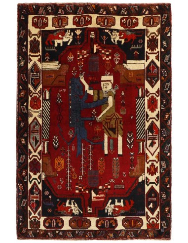 Hand made rug Kashghai Old Figural Persia cm.120x180