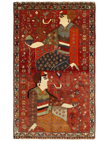 Hand made rug Kashghai Old Figural Persia cm.116x187