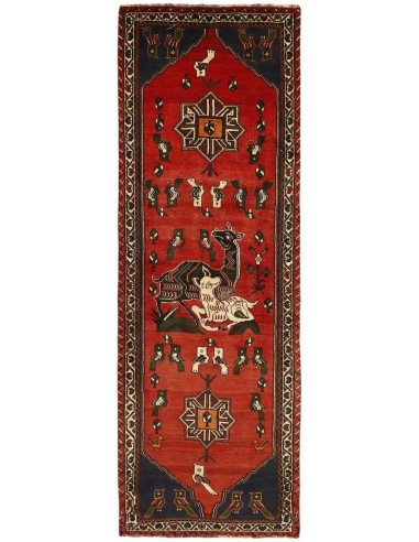 Hand made rug Kashghai Old Figural Persia cm.100x290