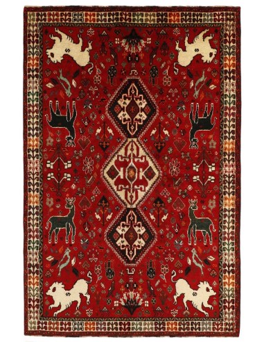 Hand made rug Kashghai Old Figural Persia cm.176x265