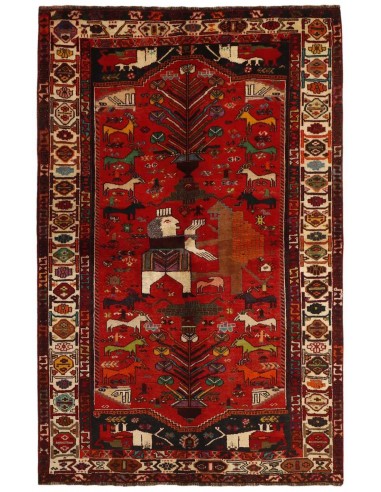 Hand made rug Kashghai Old Figural Persia cm.164x253