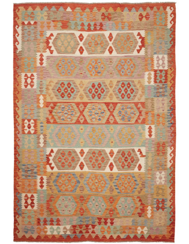 Kilim Pakistan marrone rosato e marrone rosato 199x294