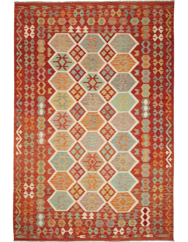 Kilim Pakistan marrone rosato e marrone 201x297