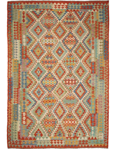 Kilim Pakistan marrone rosato e terra di siena 204x294