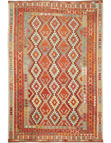 Kilim Pakistan marrone rosato e marrone rosato 205x303
