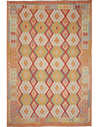 Kilim Pakistan marrone rosato e marrone rosato 197x293