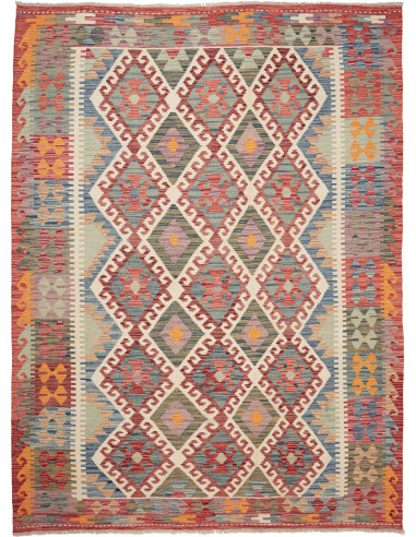 Kilim Pakistan marrone rosato e marrone 180x243