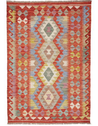 Kilim Pakistan marrone rosato e grigio chiaro 102x149