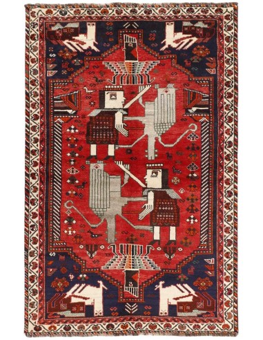 Hand made rug Kashghai Old Figural Persia cm.160x245